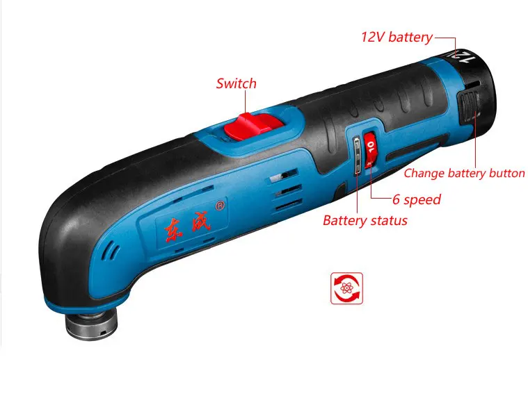 12V Беспроводная электрическая Лопата 6 скоростей беспроводные многофункциональные электрические инструменты для резки, шлифовальной машины и полировщика(2 шт. батареи