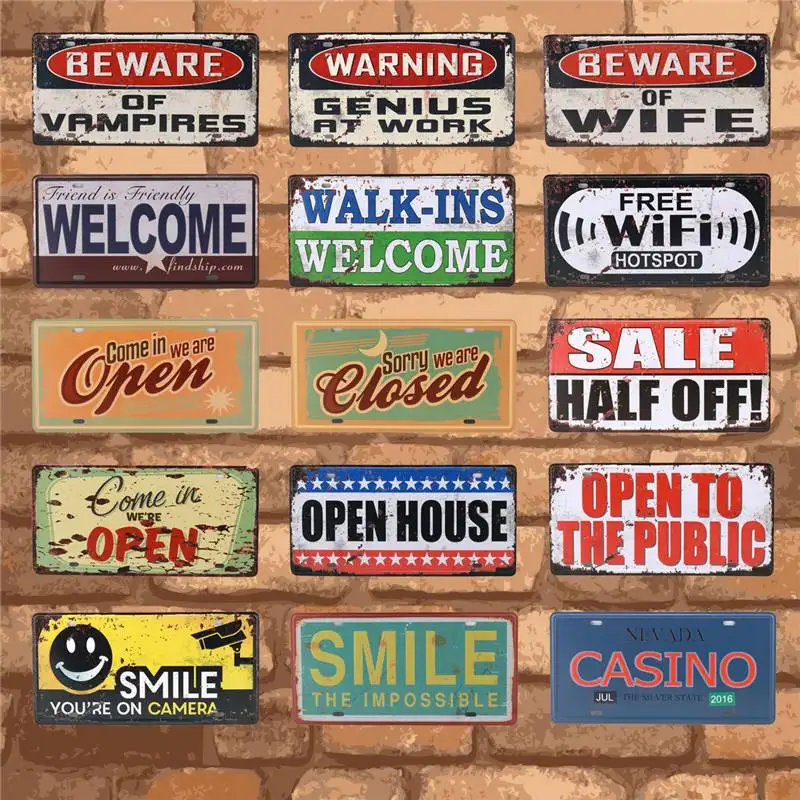 Metal Tin Sign smile on a camera Decor Bar Pub Home Vintage Retro Poster