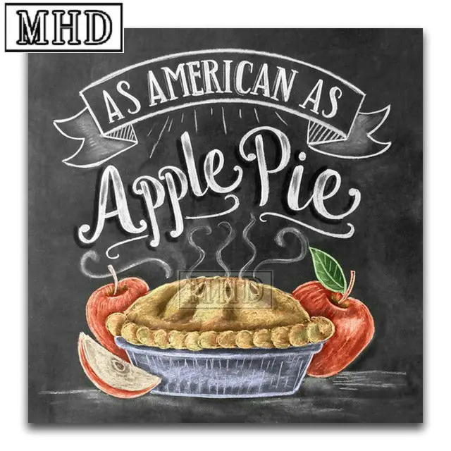 New 5D DIY Diamond Painting Blackboard Burger Pattern Square Full 