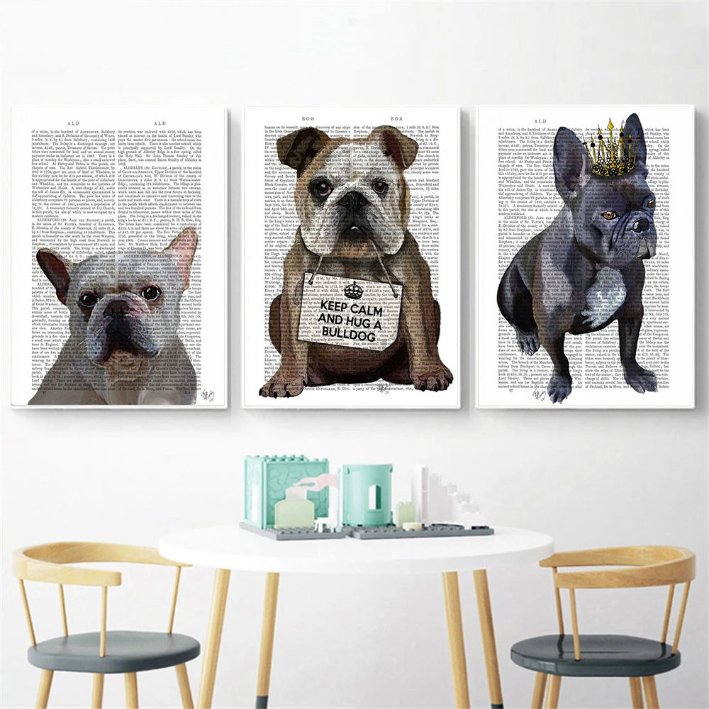 Abstract Painting Wall Pictures for Living Room Home Decor Cute Dog Paper Quotes Kids Art Canvas Poster Cuadros | Дом и сад
