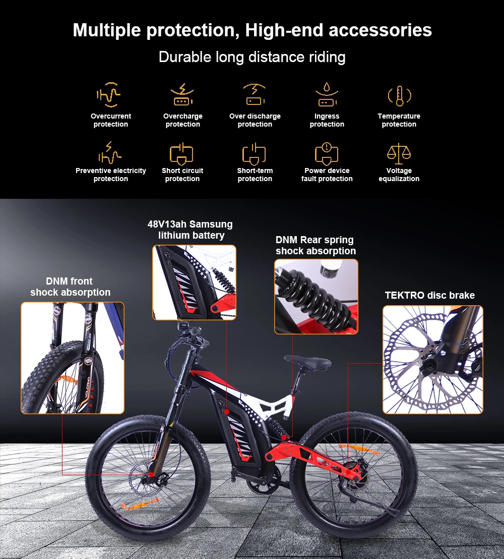 Электрический велосипед EZBIKE, черный, 26 дюймов, 7 скоростей, электрический велосипед 48 В, 13 Ач, литиевая батарея, электрические горные велосипеды, 500 Вт, мотор для электровелосипеда