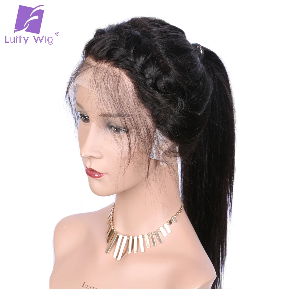 Luffy Non Remy font b Hair b font Pre Plucked Brazilian Silky Straight Glueless font b