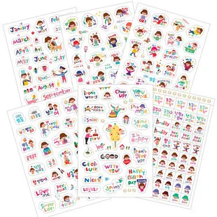 

Free ship!1lot=20set(120pc)!Girl with short hair and happy life PVC transparent diary Scrapbooking decorative stickers