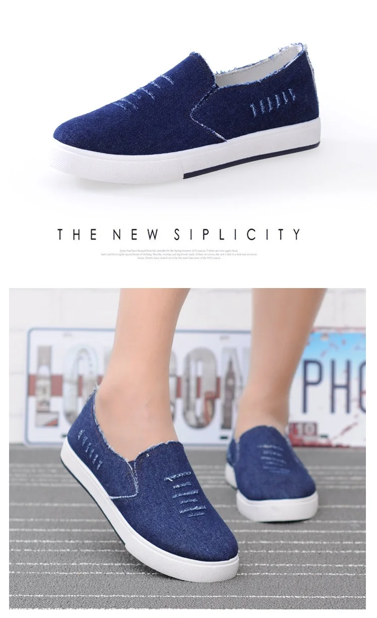 2017 Summer 35-44 Women Casual Lovers Shoes Secant Denim Slip-On Solid Breathable Comfortable Wear resistant  platform shoe 141 (1)