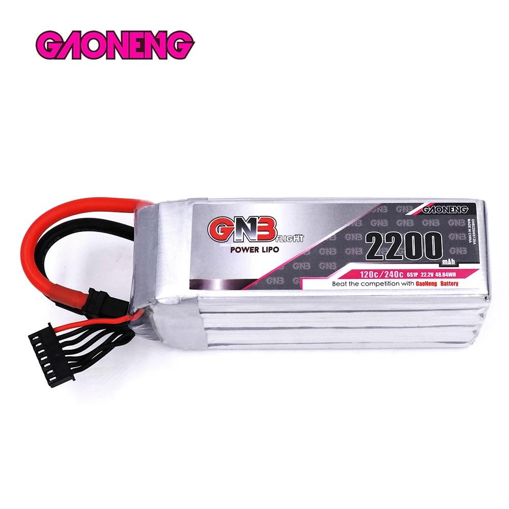 

Gaoneng GNB 2200mAh 6S1P 22.2V 120C/240C Lipo Battery with XT60 Plug for FPV Drone Quadcopter Helicopter UAV RC Parts