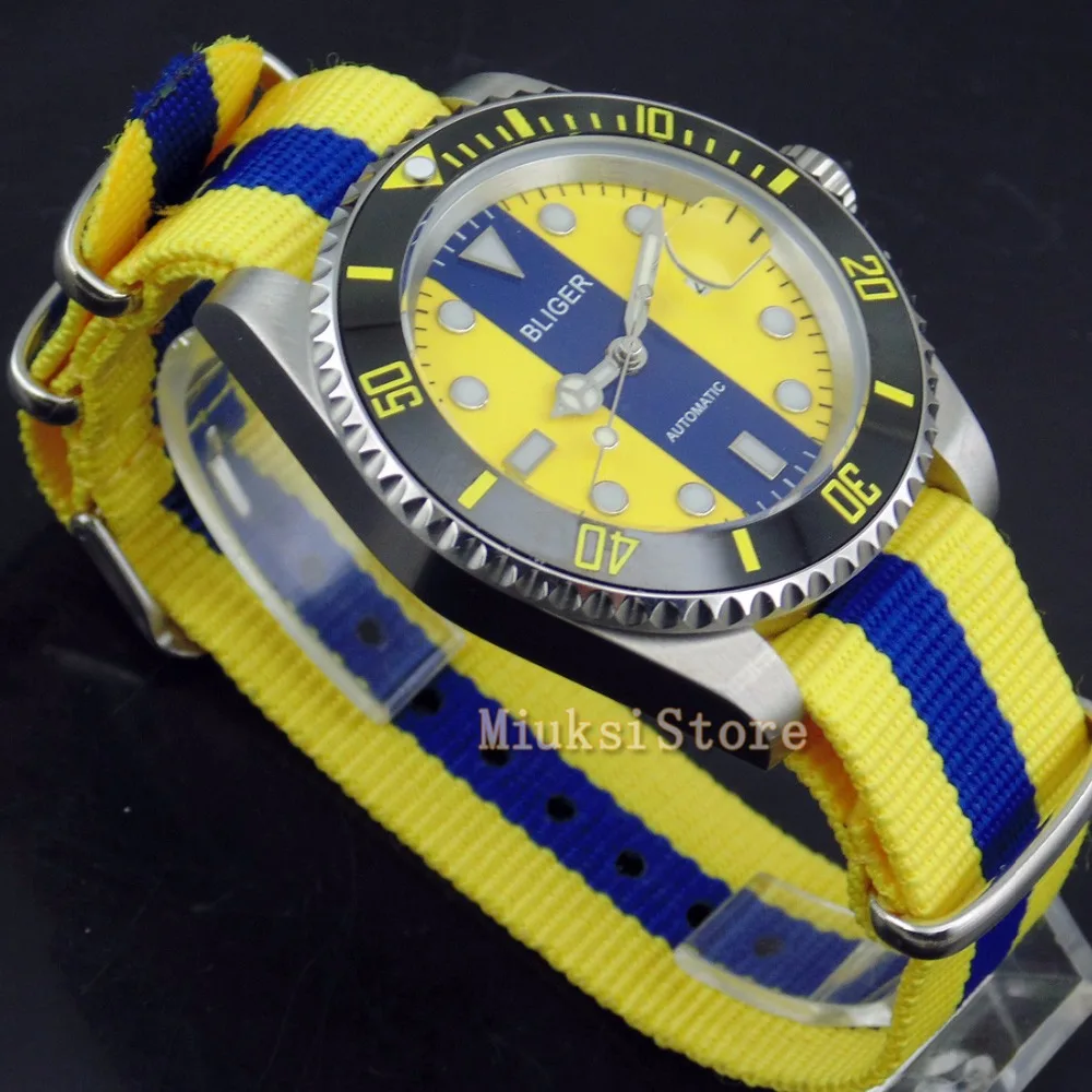 40 мм сапфировые автоматические Модные мужские часы En Cuir Analogique Montres Bleu Ray Hommes montre