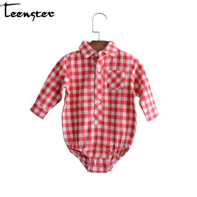 

Teenster Baby Bodysuit Newborn Twins Clothes Style Autumn Long Sleeve Plaid Fashion Girls Boys Bodysuits 6 9 12 18 24 M