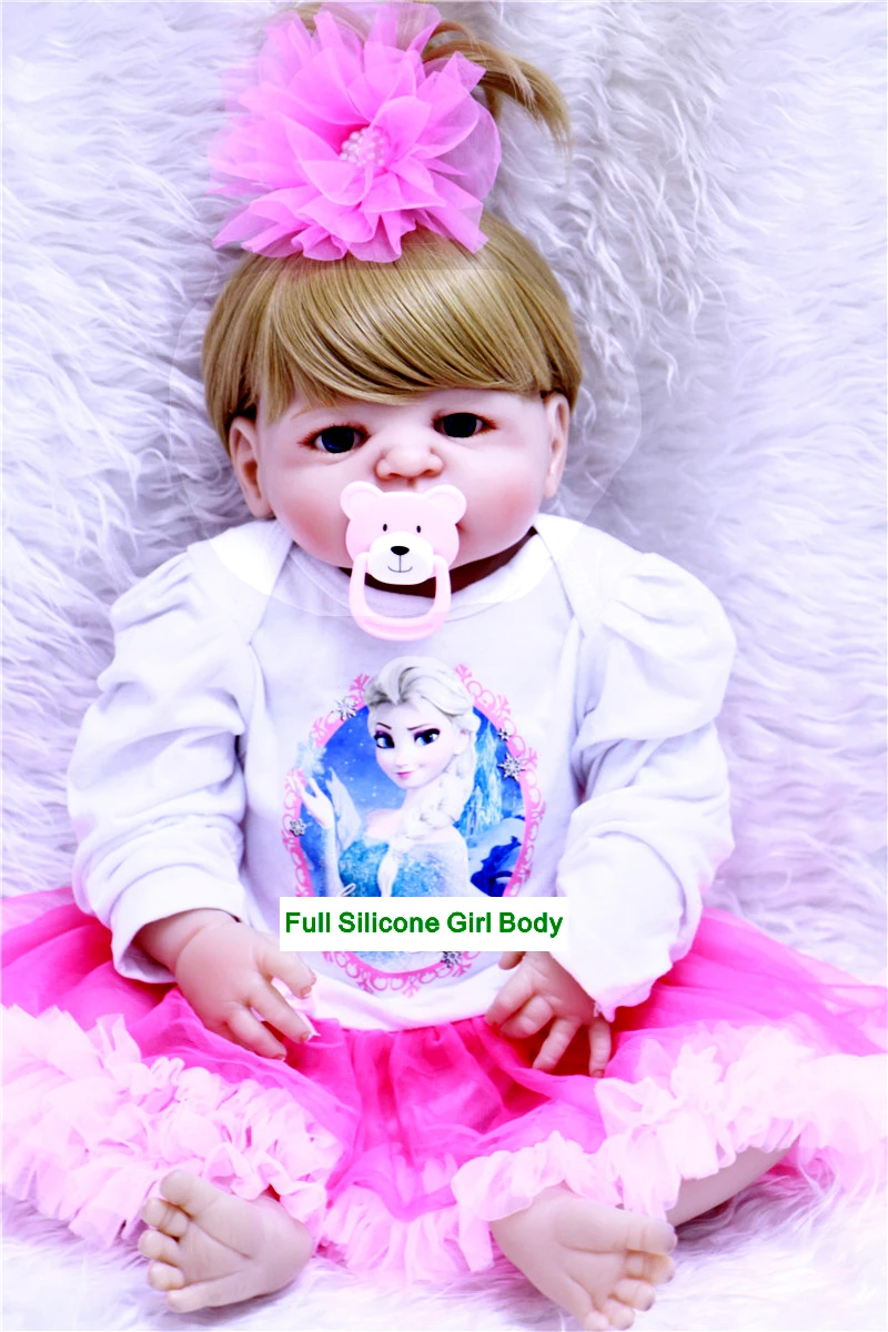 

22" npkdoll reborn Baby Doll Princess Girl Dolls full body Soft Silicone Babies blonde hair Girls kids birthday gifts