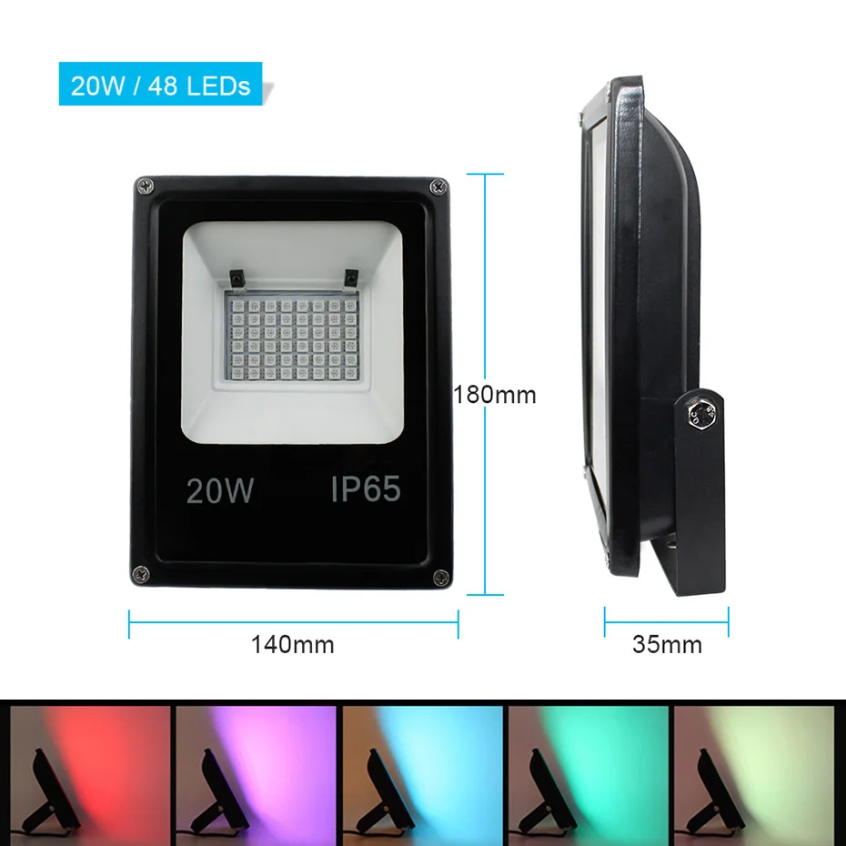 20W RGB 20 Вт 30 Вт 50 Вт RGB Светодиодный прожектор водонепроницаемый с пультом дистанционного управления SMD 5050 2500Lm проектор Красный, зеленый, синий прожектор 220 В светодиодный уличный свет - Испускаемый цвет: 20W RGB
