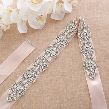 

Rhinestones Bridal Sash Silver Crystal Flower Bridal Belt Diamond Wedding Belt For Wedding Dresses A190S