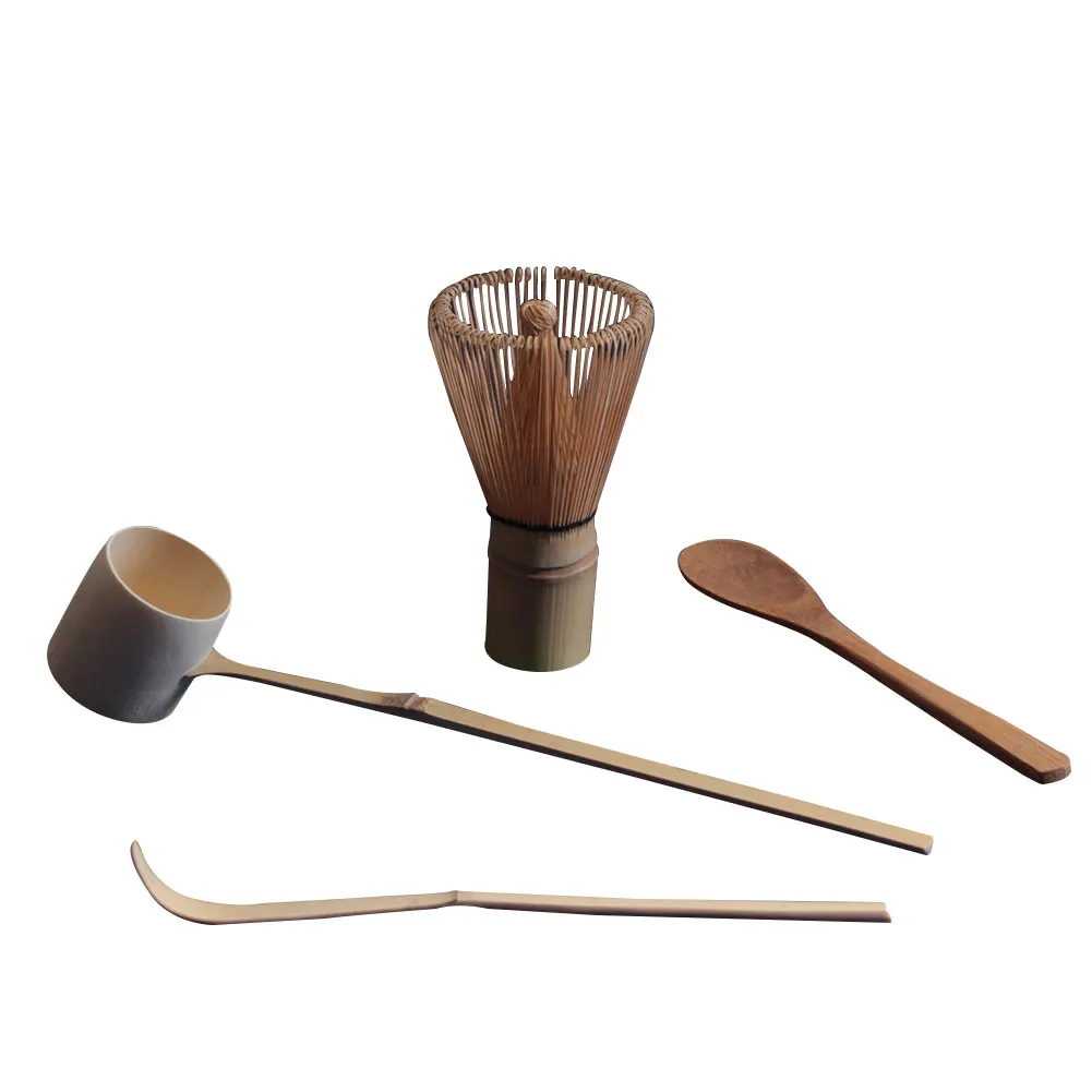 

4 Pcs/Set Bamboo Matcha Tea Tools with Tea Whisk Hooked Scoop and Spoons LE66