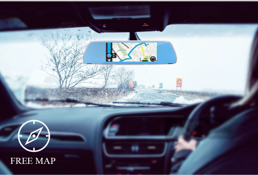 QUIDUX Car DVR 3G Android GPS Navigator 7.0inch Rearview Mirror Camera Night Vision Full HD 1080P Video Recorder With Dual lens