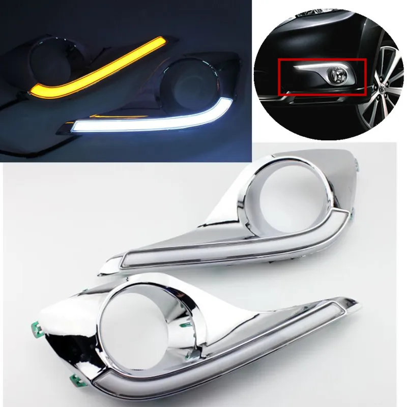 

Best Quality Daytime Running Light With Fog Lamp Hole For Toyota highlander 2012 2013 Waterproof and Turn Signal Light DRL