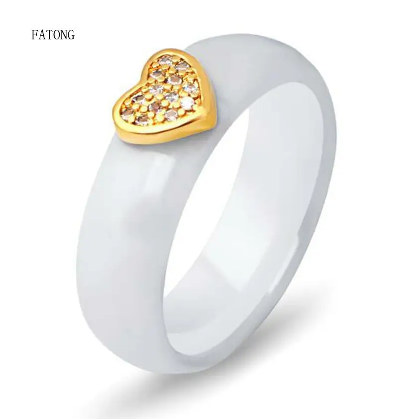 

Couple heart-shaped ring titanium steel ceramic black white men and women express love gift fashion high-end jewelry t1096