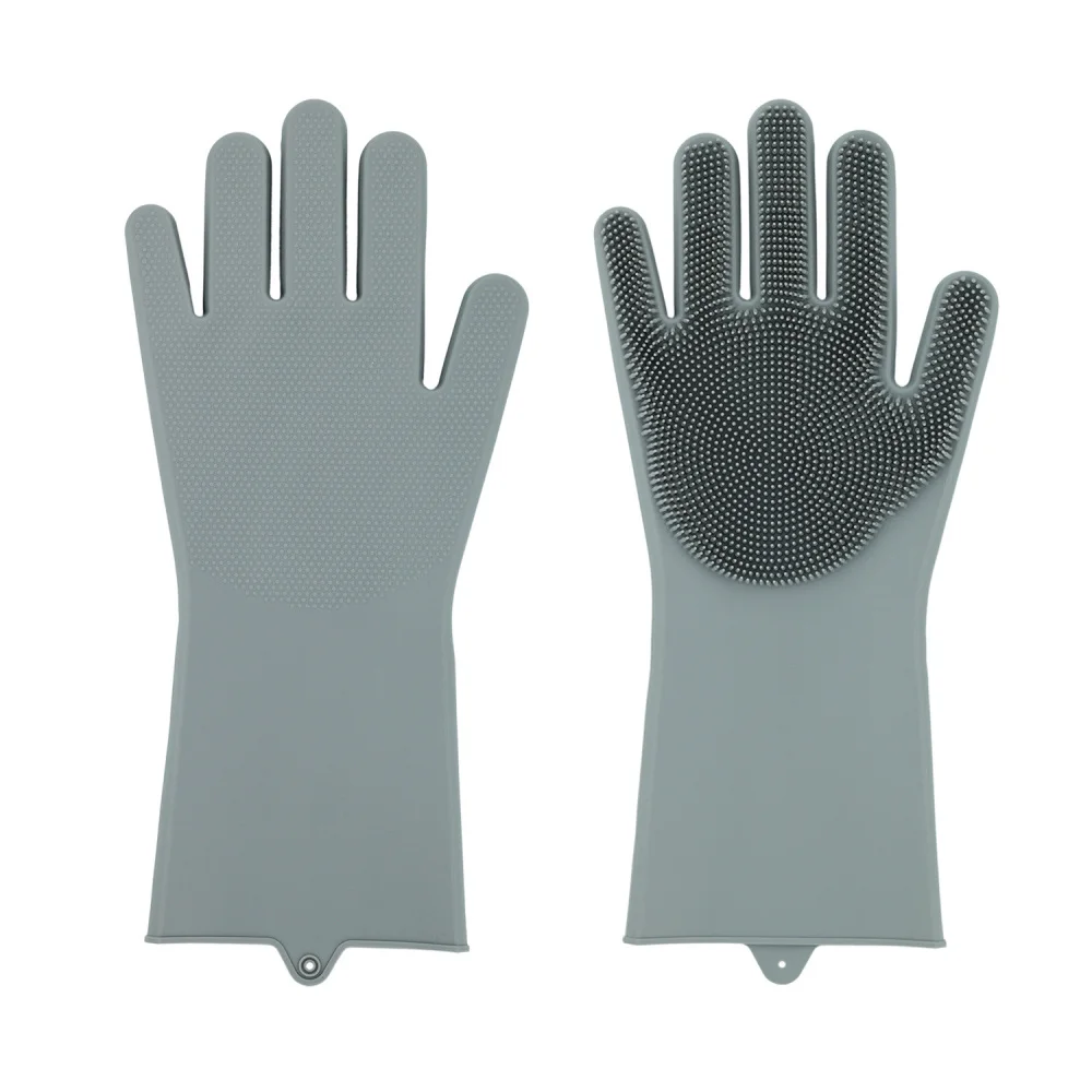 MOSEKO Волшебные силиконовые моющиеся перчатки для посуды кухонные аксессуары перчатки для мытья посуды бытовые инструменты для чистки автомобиля щетка для домашних животных - Цвет: Gray