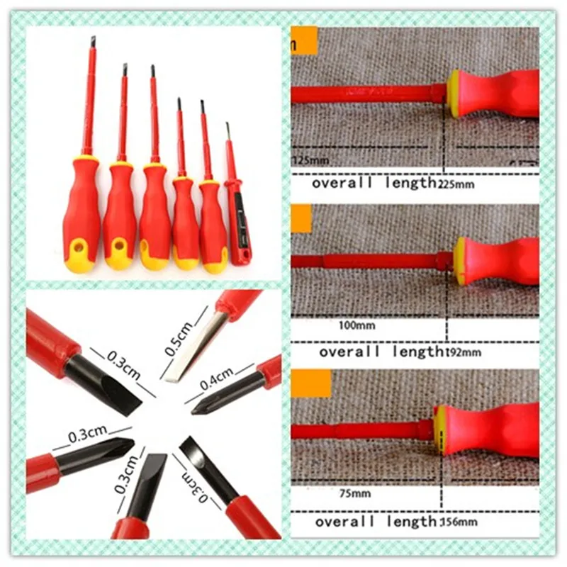 Практичный 6 шт. набор VDA электрики отвертка набор Электрический изолированный Набор ручные инструменты высокое качество