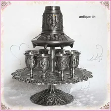 Редкие 12 шт./компл. античный Олово цинковый сплав посуда для напитков Металл набор для вина с декантером напитки посуда набор вина чашки 328C