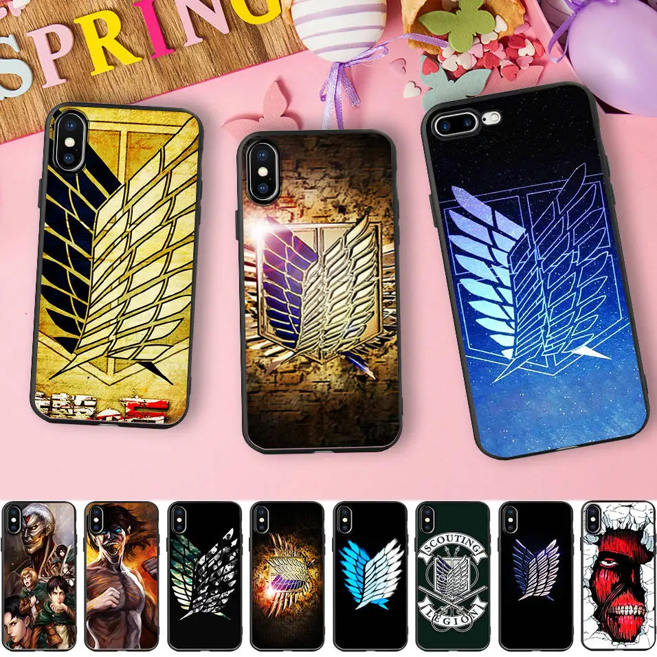 Japanese Anime Cartoon Attack on Titan Soft Silicone Phone Case for iPhone X 5 S 5S XR XS Max SE 6 6S 7 8 Plus Cover | Мобильные