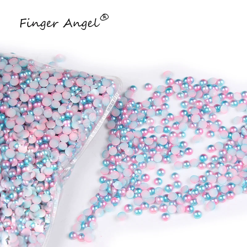 

Finger Angel 10000Pcs/Pack Nail Art Half 4mm Multicolored Pearls 3D Rhinestones Nail Tips Decoration Wholesale Free Shipping