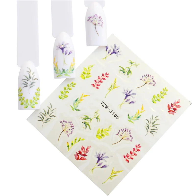 

YWK 12PCS Nail Sticker Flower Elegant Watermark Slider Sets Lavender /Flower Decals Wraps for Manicure Nail Art Accessory