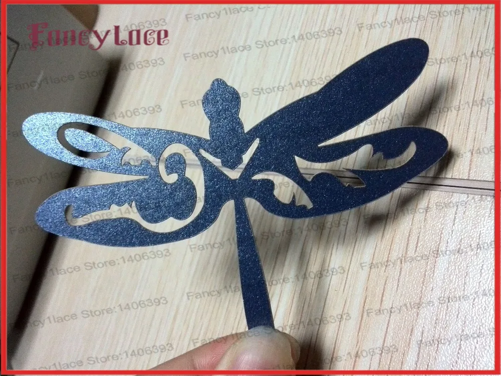 Creative 50pcs Dragonfly Wedding Table Pearl Paper Place Glass Card