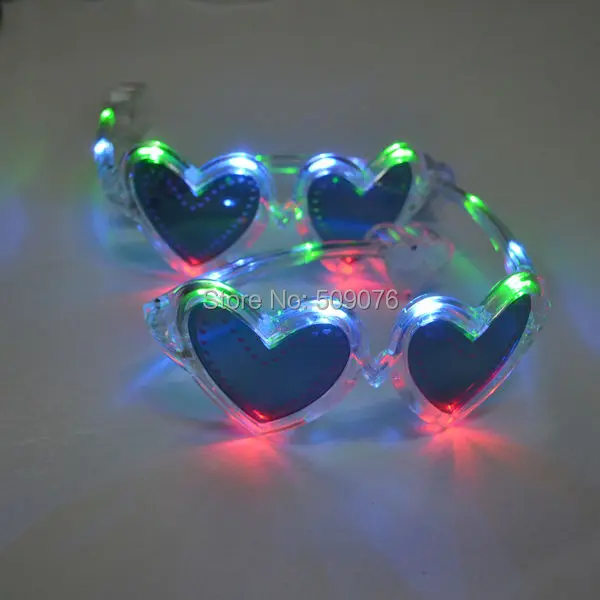 shipping24pcs/lotglow вечерние сердце очки новая мода с подсветкой лазерные очки для ночного клуба светящиеся Классические игрушки декоративные вечерние маска