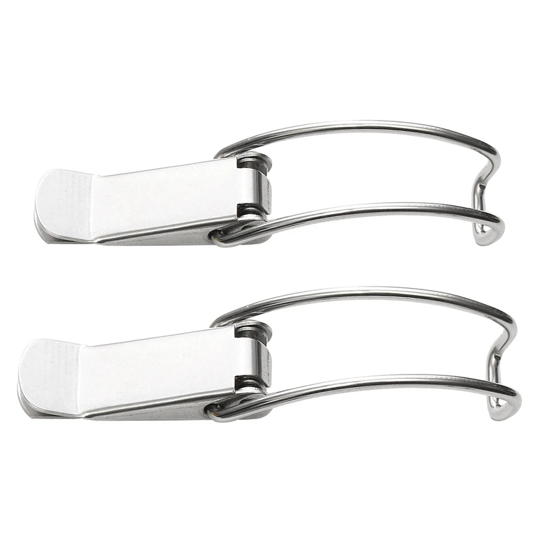 

2X Stainless Steel Silver Spring Loaded Toggle Case Box Chest Trunk Latch Catches Hasp Simple Practical Toggle Latch Catches
