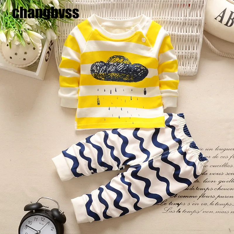 

Cute Cartoon Design Children Clothing Set Multi Colors Boys Girls Coat+Pants Suit Spring 2pcs/set Kids Tops For 6~36 Months