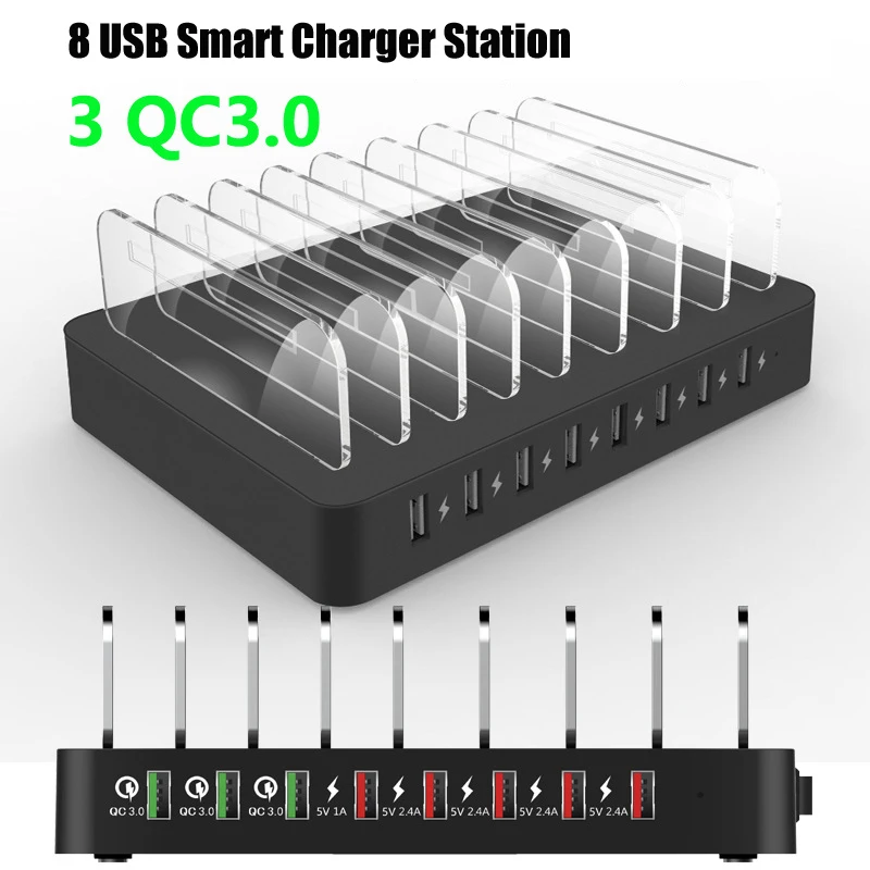 110 Вт 8 портов USB QC3.0 2.4A настольная многофункциональная зарядная станция