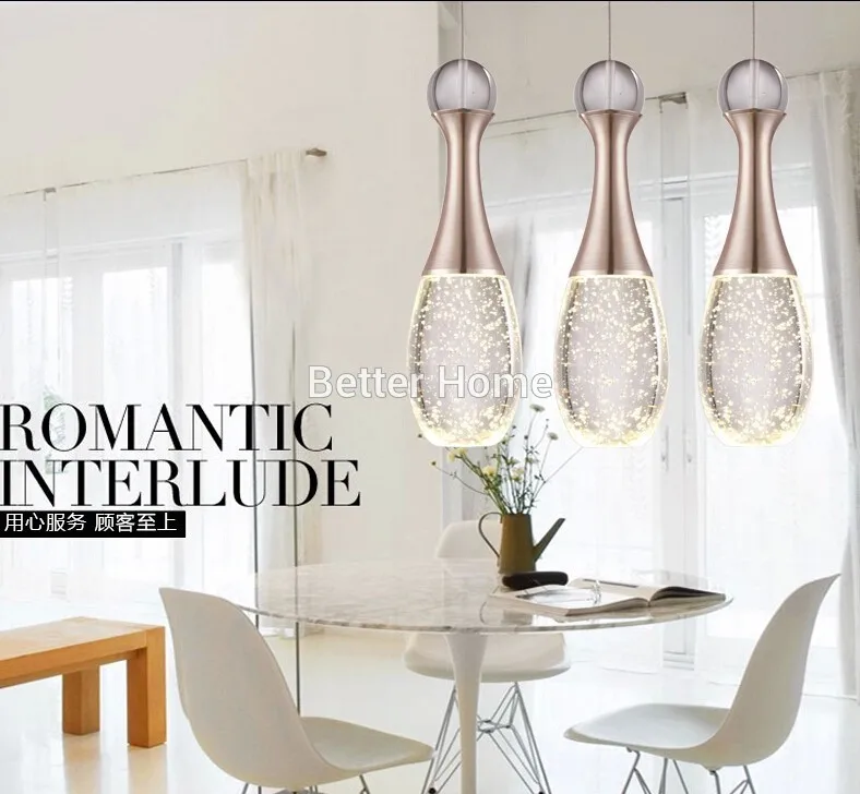 Vitrust Modern Pendant Lamps Nordic LED Glass Crystal Bubble Lighting Hanglamp Creative Dinning Living Room Bar Hanging Lamp 