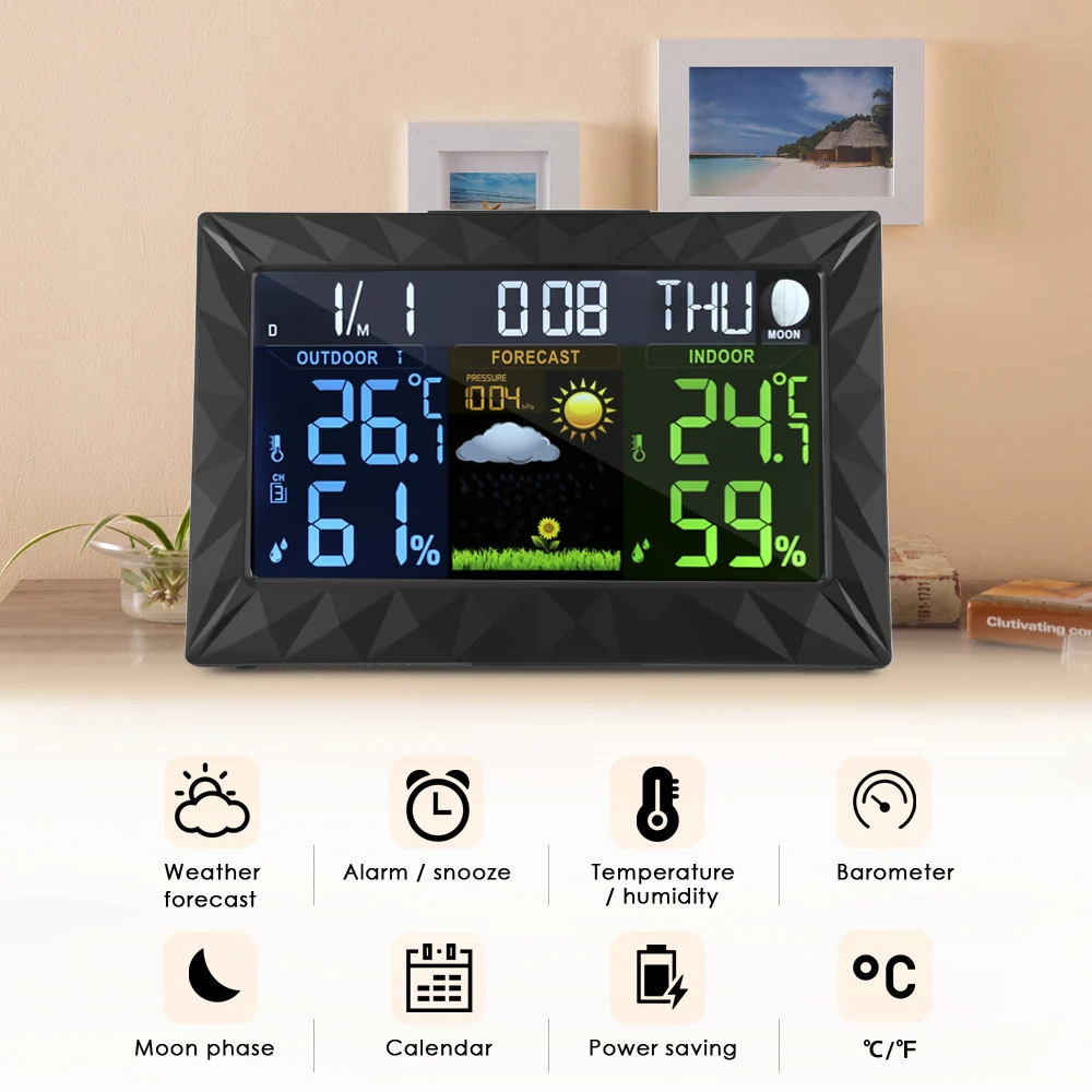 

TS - Y01 LCD Electronic Temperature Humidity Meter Digital Thermometer Hygrometer Weather Station Alarm Clock Indoor Outdoor