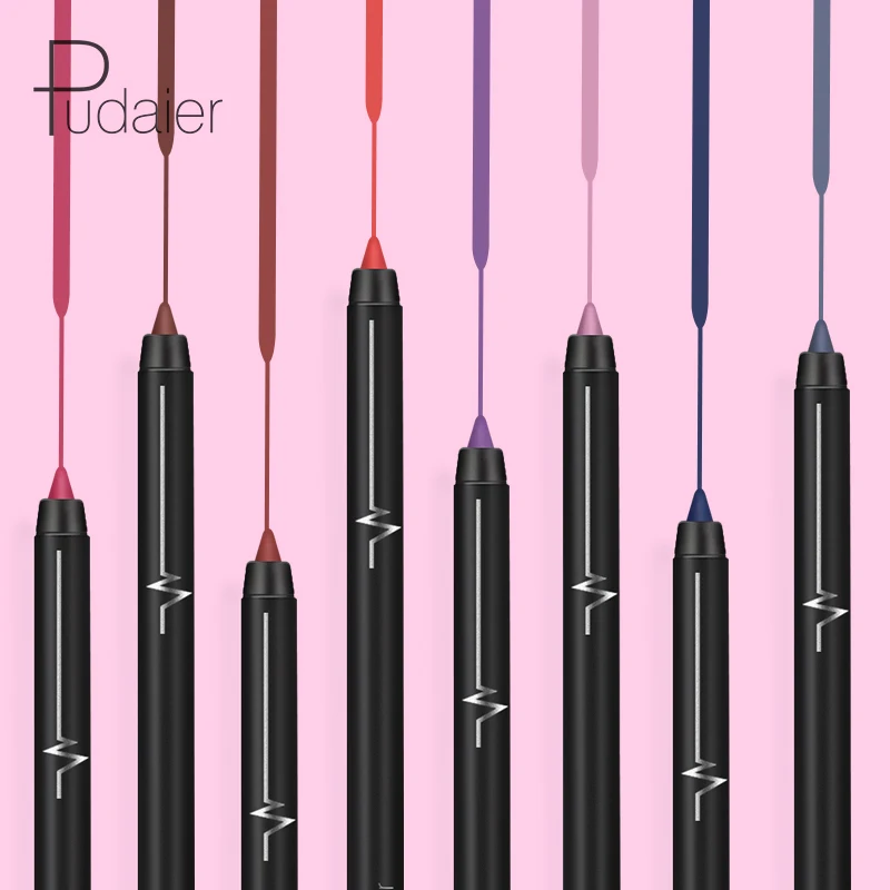 Pudaier макияж губ matte lip liner pencil waterpoof долговечный пикантные красные открытые помада ручка контур губ комплект серый, черный цвет PD013