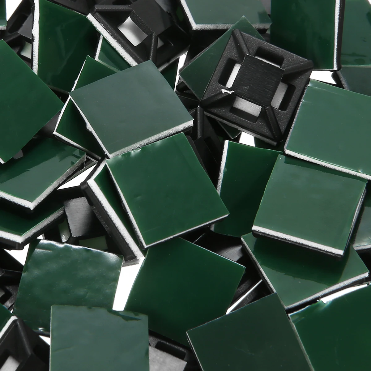 

100pcs Black & Green Plastic Cable Tie Base Self Adhesive Wire Zip Tie Mount Base Wall Holder Fixed Seat Clip Wiring Accessories