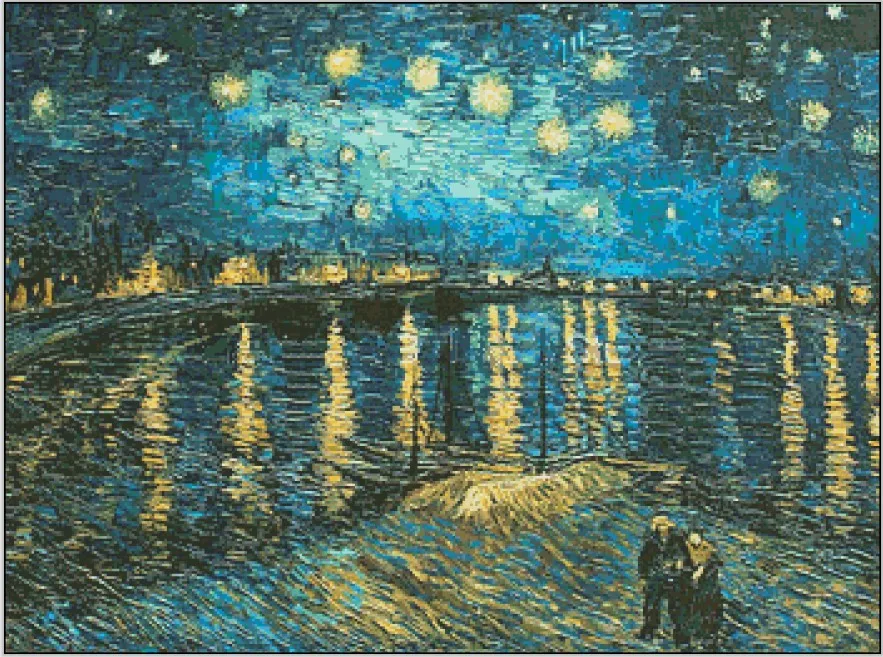 

Embroidery Van Gogh Rhone River Starry Night Scenery Needlework 14CT Unprinted DMC DIY Cross Stitch Kits Handmade Art Wall Decor