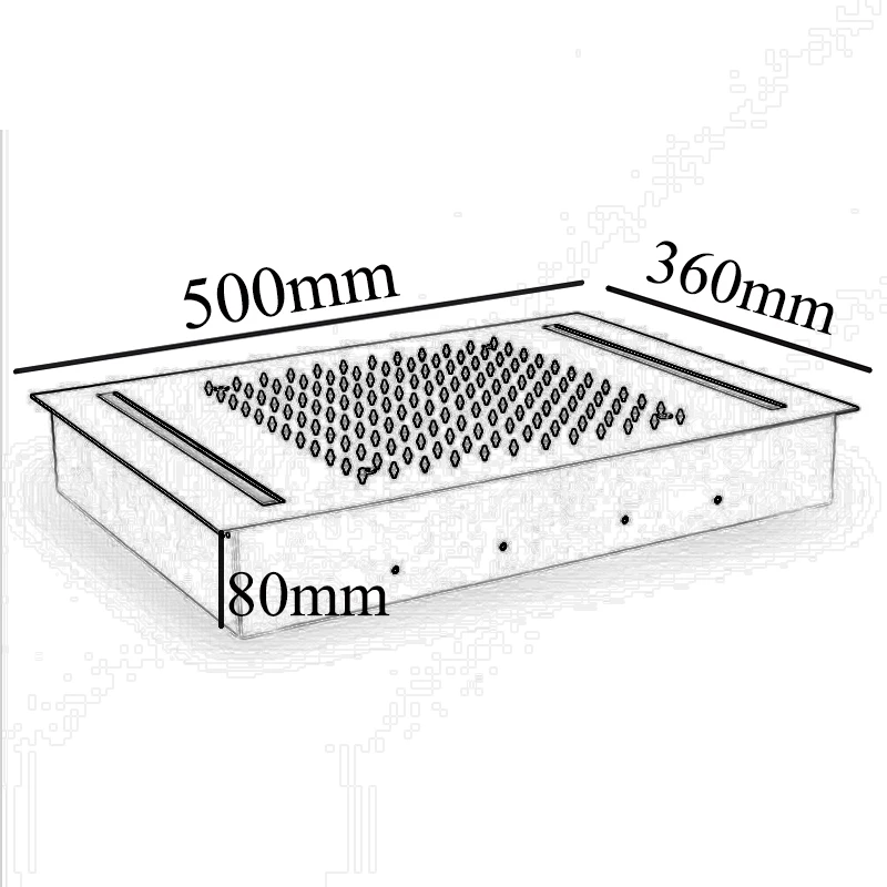 LED Shower Head 500*360mm Embedded Ceiling Mounted Rainfall Showerheads Bathroom Lights Shower 304 SUS Polished Need to Power