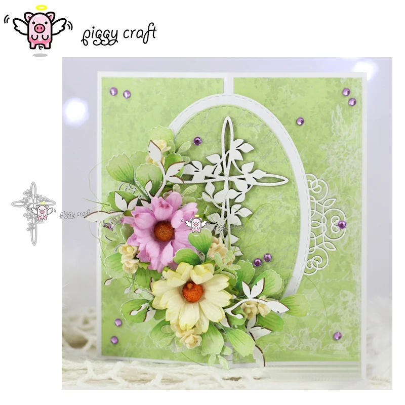 

Piggy Craft metal cutting dies cut die mold Leaf cross ring decoration Scrapbook paper craft knife mould blade punch stencils