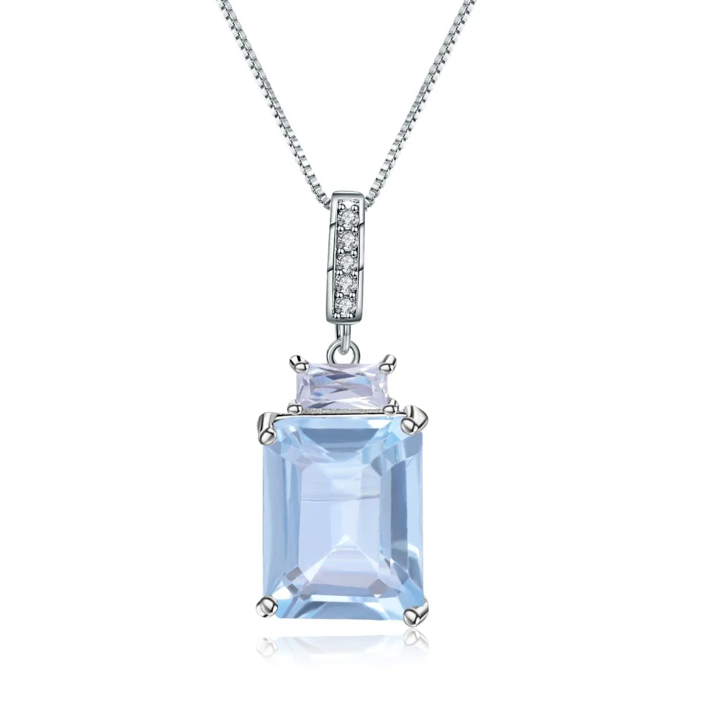 Жемчужный балет 2.94Ct натуральный Небесно голубой топаз хорошее ювелирное изделие 925 пробы серебро Классический драгоценный камень кулон ожерелье для женщин