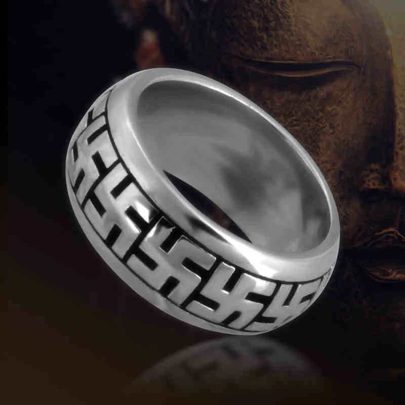 

100% Pure 925 Sterling Silver Jewelry The Buddha Rings Vintage Men Signet Ring For Women Fine Gift 0070