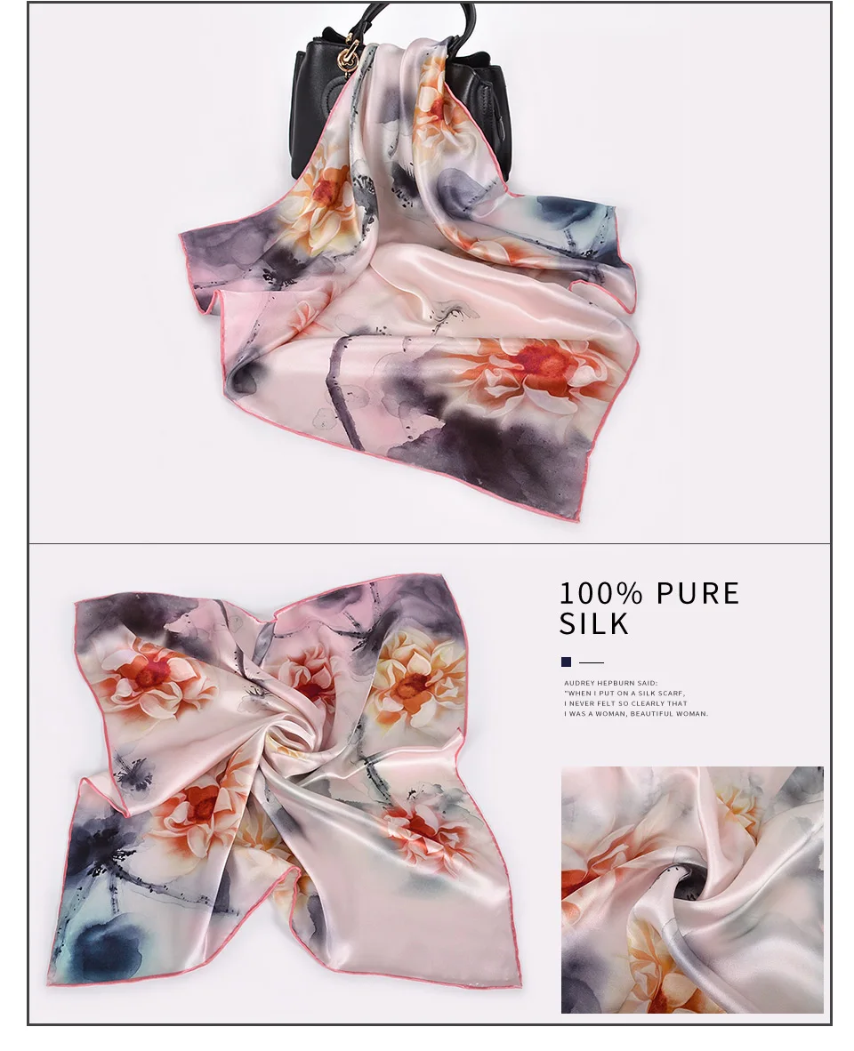 [BYSIFA] фиолетовый женский шёлковый шарф, модный бренд аксессуаров натуральный шелк шарфы шали осень зима женский головной хиджаб шарф