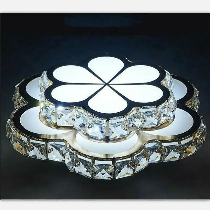 Flores LED Luces de techo lámpara de techo de cristal oro pasillo Lámparas lustre acrílico luminaria para dormitorio luz iluminacion