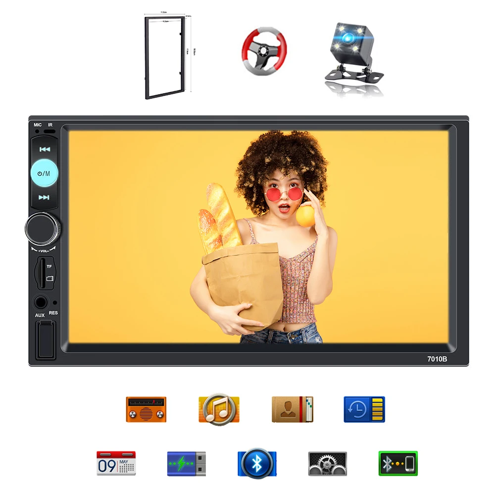 

7010B Autoradio 2 din car radio 2Din 7" HD Touch Screen Multimedia player 12V car Stereo mirrorlink Bluetooth Rear View Camera