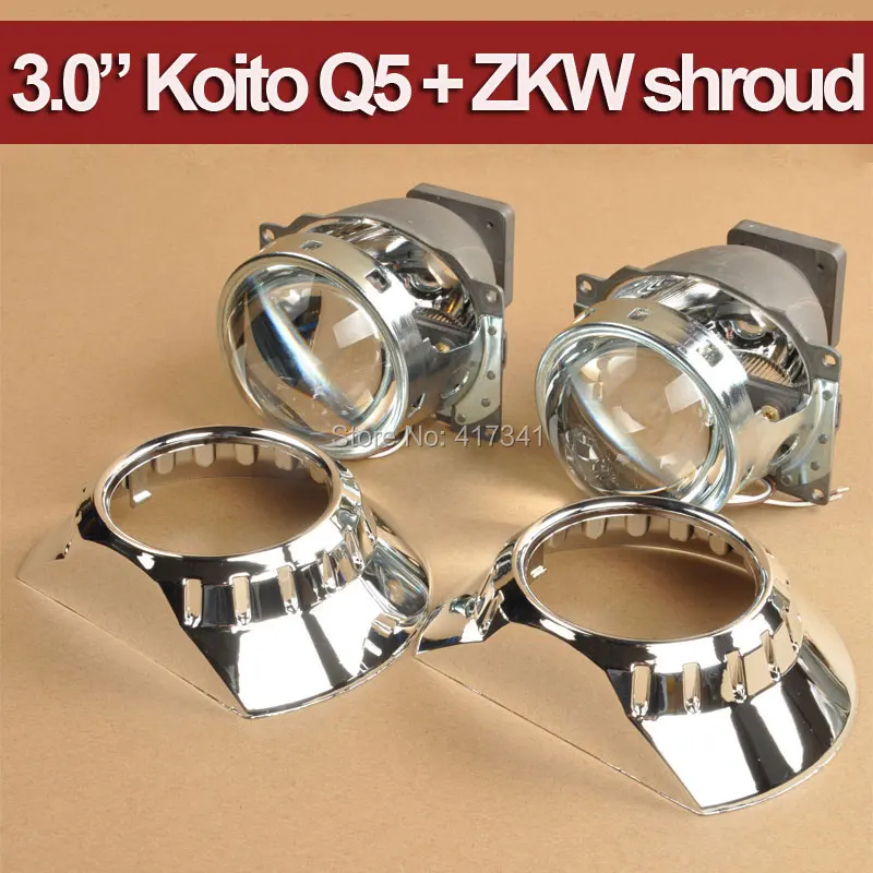 

Car Projector Headlight LHD 2PCS 3 inches Koito Q5 Bi-xenon hid projector lens D1S D2S D3S D4S + E46 ZKW Projector Cover