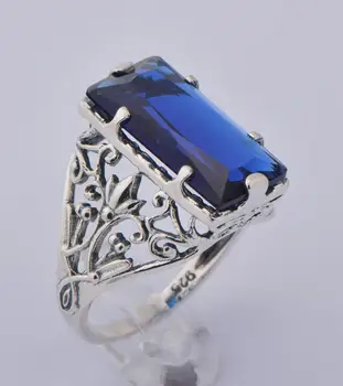 

Free shipping custom processing fashion trendy hollow out delicate popular 925 sterling silver sapphire rings
