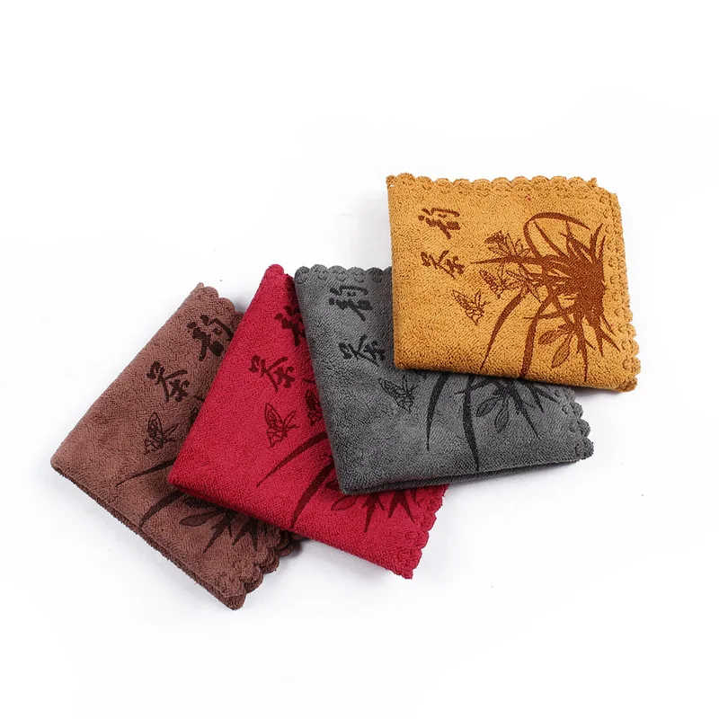 

Factory Direct Sales Thick Tea Towel cha bu 4-Color Optional Strong Absorption New Kung Fu Tea Accessories Ornament