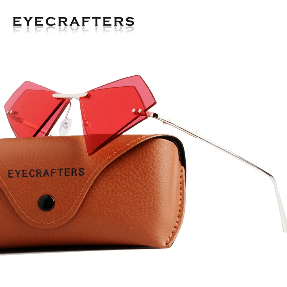 

Eyecrafters Fashion Rimless Triangle Cat Eye Sunglasses Womens Brand Designer Eyewear See through Clear Lens Eyeglass Frames K2