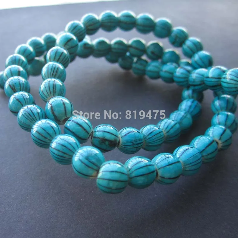 

Wholesale 6MM Synthetic Howlite Synthetic Stone Stone Beads Stripes Beads Blue with black stripes For DIY Making