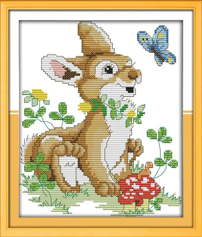 Rabbit and the Butterfly Counted Cross Stitching 11CT Printed 14CT