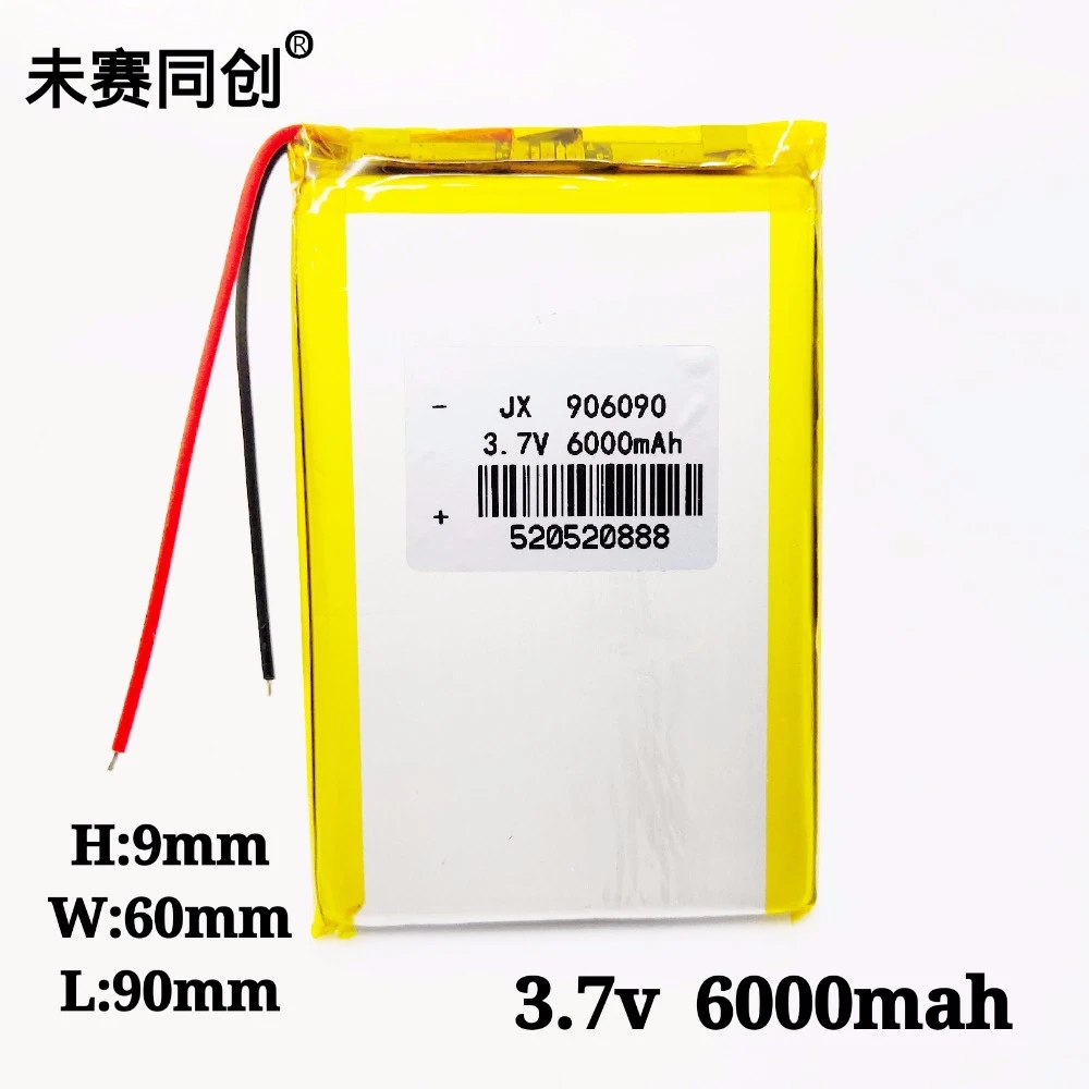 3 7 V Высокая емкость полимерный литиевый аккумулятор 6000mAh 906090 DIY
