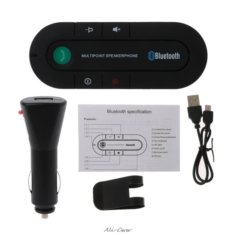 

Car Bluetooth 4.1 Version Hands-free Phone Bluetooth Receiver Music Player Sun Visor EDR Carless Kit Aux Bluetooth