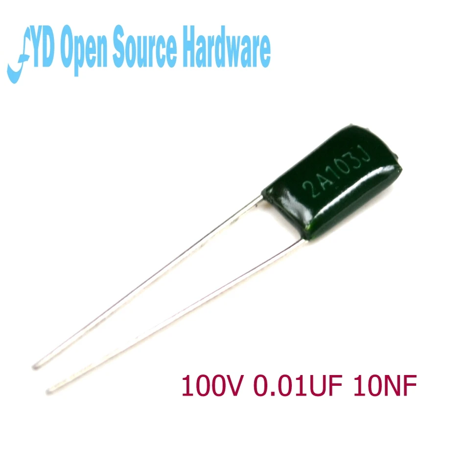 200pcs spacing 2A103J 100V 0.01UF 10NF polyester capacitors-in ...